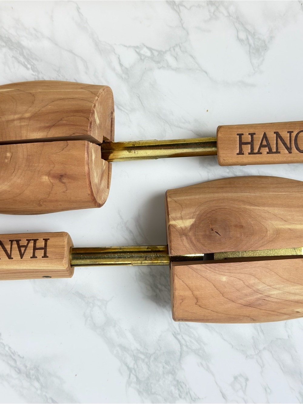 Vintage Hanover Cedar Shoe Trees Split Toe Adjustable Wood Shaper Size Large